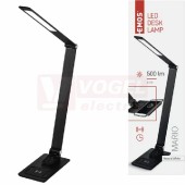 Stolní lampa LED 12W MARIO, 220-240V, barva černá, 500lm, 3000/4000/6000K, stmívatelná 6 stupňů, USB port, délka kabelu 1,7m, hliník, IP20 (Z7604)