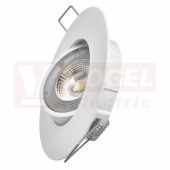 Svítidlo LED podhledové  5W, 220-240V EXCLUSIVE bodové bílé, barva sv. teplá bílá, 450lm, 3000K, IP20, tělo plast. (PC), úhel vyzař. 100°, nestmívatelný, montážní otvor 68mm, průměr 90x25mm, náhrada za žárovku 50W (ZD3121)