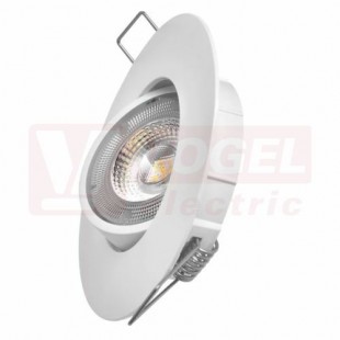 Svítidlo LED podhledové  5W, 220-240V EXCLUSIVE bodové bílé, barva sv. neutrální bílá, 450lm, 4000K, IP20, tělo plast. (PC), úhel vyzař. 100°, nestmívatelný, montážní otvor 68mm, průměr 90x25mm, náhrada za žárovku 50W (ZD3122)