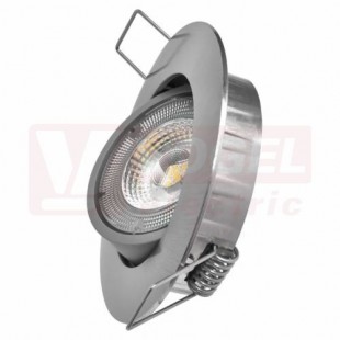 Svítidlo LED podhledové  5W, 220-240V EXCLUSIVE bodové stříbrné (broušený nikl), barva sv. neutrální bílá, 450lm, 4000K, IP20, tělo hliník, úhel vyzař. 100°, nestmívatelný, difuzor čirý, montážní otvor 68mm, průměr 80x25mm, náhrada za žárovku 50W (ZD3222)