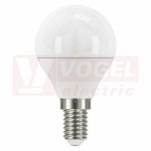 Žárovka LED E14 230VAC   6W mini globe A+, provedení CLASSIC, baňka mléčná, studená bílá 6500K, 470 lumen, nestmívatelná, živ. 30000h., náhrada za 40W, rozměr 45x78mm (EMOS-ZQ1222)