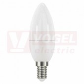 Žárovka LED E14 230VAC   6W svíčka A+, provedení CLASSIC, baňka mléčná, studená bílá 6500K, 470 lumen, nestmívatelná, živ. 30000h., náhrada za 40W, rozměr 35x105mm (EMOS-ZQ3222)