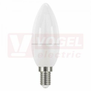 Žárovka LED E14 230VAC   6W svíčka A+, provedení CLASSIC, baňka mléčná, studená bílá 6500K, 470 lumen, nestmívatelná, živ. 30000h., náhrada za 40W, rozměr 35x105mm (EMOS-ZQ3222)