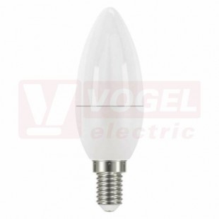 Žárovka LED E14 230VAC   8W svíčka A+, provedení CLASSIC, baňka mléčná, teplá bílá 2700K, 806 lumen, nestmívatelná, živ. 30000h., náhrada za 60W, rozměr 38x110mm (EMOS-ZQ3230)