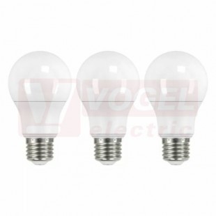 Žárovka LED E27 230VAC   9W balení 3 ks, klasik A60 A+, provedení CLASSIC, baňka mléčná, neutrální bílá 4100K, 806 lumen, nestmívatelná, živ. 30000h., náhrada za 60W, rozměr 60x110mm (EMOS-ZQ5141.3)