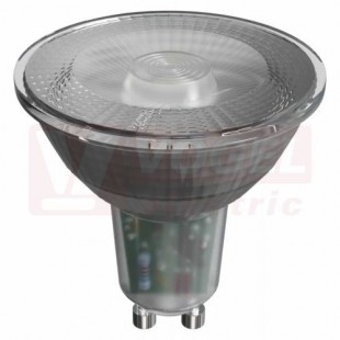 Žárovka LED GU10 230VAC  4,2W MR16 A+, řada CLASSIC, teplá bílá 3000K, 400 lumen, nestmívatelná, úhel vyzař. 120°, živ. 30000h., náhrada za 35W, rozměr 50x55mm (EMOS-ZQ8333)