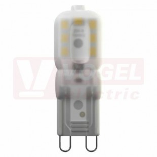 Žárovka LED G9  230VAC  2,5W JC A++ provedení CLASSIC, trubková baňka mléčná, teplá bílá 3000K, 225 lumen, nestmívatelná, úhel vyzař. 300°, náhrada za 23W, rozměr 17x48mm (EMOS-ZQ9522)