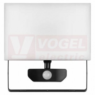 Svítidlo LED reflektorové  50W, 220-240V TAMBO s pohyb.čidlem, černé, neutrální bílá, 4000lm, 4000K, IK06, IP54, úhel vyzař. 120°, tělo hliník, difuzor plastový, přívod.kabel guma 30cm, rozměr 210x217x70mm, náhrada za žárovku 430W (ZS2941)