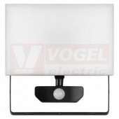 Svítidlo LED reflektorové  50W, 220-240V TAMBO s pohyb.čidlem, černé, neutrální bílá, 4000lm, 4000K, IK06, IP54, úhel vyzař. 120°, tělo hliník, difuzor plastový, přívod.kabel guma 30cm, rozměr 210x217x70mm, náhrada za žárovku 430W (ZS2941)