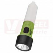 Svítilna 2xAA LED+LED ruční (E5133), černo-zeleno-bílá, svět.tok 70lm, max.dosvit 150m, doba svícení 15-16h, tělo plast, rozměr 190x53mm (P3211)