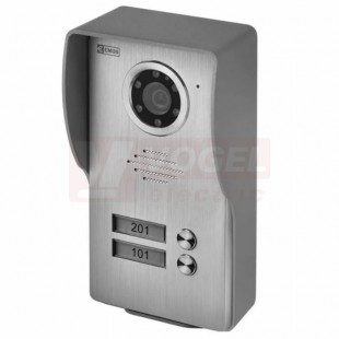 Kamerová jednotka pro monitory RL-03, RL-10, 2x tlačítko, napájení z monitoru, kabel UTP/SYKFY 5x2x0,5mm, montáž na omítku, IP44, úhel kamery 70°. Rozměr 115x210x50mm (H1136)