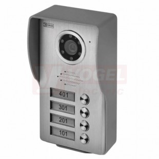 Kamerová jednotka pro videotelefony RL-03, RL-10, 4 tlačítka, napájeni z monitoru, kabel UTP/SYKFY 5x2x0,5mm, montáž na omítku, IP44, úhel kamery 70°, rozměr 115x210x50mm (H1137)