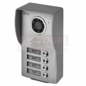 Kamerová jednotka pro videotelefony RL-03, RL-10, 4 tlačítka, napájeni z monitoru, kabel UTP/SYKFY 5x2x0,5mm, montáž na omítku, IP44, úhel kamery 70°, rozměr 115x210x50mm (H1137)