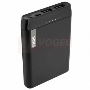 Powerbanka EMOS ALPHA 5, 5000mAh/18,5Wh, barva černá, kabel USB-C, baterie Li-Po 3,7V, výstupní proud 2100mA/5VDC, doba nabíjení 4hod., LED nabíjení, LED stavu baterie, materiál ABS plast, rozměr 92x62x15mm (B0521B)