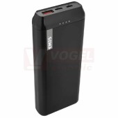 Powerbanka EMOS ALPHAQ 20, 20 000mAh/74Wh, barva černá, kabel micro USB, USB-C, data, baterie Li-Po 3,7V, výstupní proud 5VDC/3A, 9V/2A, 12V/1,5A, LED signálka nabíjení i stav baterie, materiál ABS plast, rozměr 154x64x25mm(B0525B)