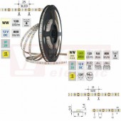 LED pásek SMD2835 WW, 120LED/m, 9,6W/m, DC 12V, 800lm/m, CRI90, IP20, 8mm, 5m (121.840.60.0)