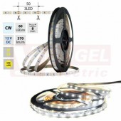 LED pásek SMD2835 CW, 60LED/m, 4,8W/m, DC 12V, 370lm/m, CRI90, IP54, 8mm, 5m (121.843.60.0)