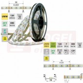 LED pásek SMD2835 UWW, 120LED/m, 7W/m, DC 24V, 560lm/m, CRI90, IP20, 10mm, 50m (126.824.60.2)