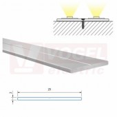 Přisazený plochý hliníkový profil PL, 25x2mm, bez difuzoru, 1m (761.118.07.1)