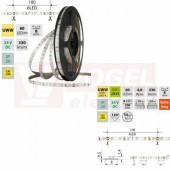 LED pásek SMD2835 UWW, 60LED/m, 4,8W/m, DC 24V, 330lm/m, CRI90, IP20, 8mm, 5m (126.833.60.0)