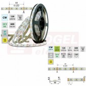 LED pásek SMD2835 CW, 120LED/m, 7W/m, DC 24V, 680lm/m, CRI90, IP20, 10mm, 50m (126.822.60.2)