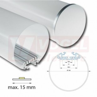 Závěsný hliníkový profil ZK, průměr 100mm, vč. mléčného difuzoru, 2,5m (761.032.43.0)