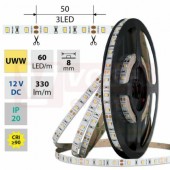 LED pásek SMD2835 UWW, 60LED/m, 4,8W/m, DC 12V, 330lm/m, CRI90, IP20, 8mm, 5m (121.833.60.0)