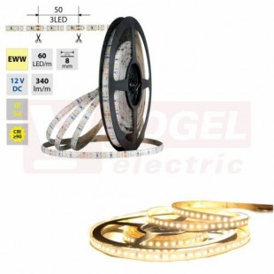 LED pásek SMD2835 EWW, 60LED/m, 4,8W/m, DC 12V, 340lm/m, CRI90, IP54, 8mm, 5m (121.846.60.0)