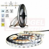 LED pásek SMD2835 CW, 60LED/m, 4,8W/m, DC 12V, 370lm/m, CRI90, IP68, 10mm, 5m (121.857.60.0)