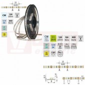 LED pásek SMD2835 CW, 120LED/m, 9,6W/m, DC 12V, 840lm/m, CRI90, IP20, 8mm, 50m (121.838.60.2)