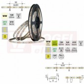 LED pásek SMD2835 WW, 120LED/m, 9,6W/m, DC 24V, 610lm/m, CRI90, IP54, 8mm, 5m (126.854.60.0)
