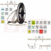 LED pásek SMD2835 CW, 160LED/m, 19,2W/m, DC 24V, 2617lm/m, CRI90, IP20, 10mm, 5m (126.886.60.0)