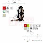 LED pásek SMD2835 R, 60LED/m, 4,8W/m, DC 24V, 120lm/m, IP54, 8mm, 5m (126.901.60.0)