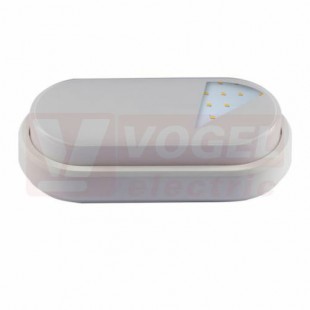 Svítidlo LED přisazené   8W (LED LUCY-O White 8W NW), ovál, stropní, nástěnné, 650lm, 4000K neutrální bílá, živ. 25 000h, IP54, IK10, úhel vyzař. 115°, rozměr 200x100x57mm, náhrada za 60W (GXLS231)