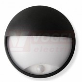 Svítidlo LED přisazené  14W (DITA ROUND B 14W NW cover)+PIR čidlo, čas. 10s-5min, 10-2000lx, dosah 10m, úhel 90°, černé, kruh, 600lm, 4000K neutrální bílá, živ. 25 000h, IP54, IK10, úhel vyzař. 120°, průměr 215mm x h 80mm (GXPS044)