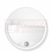 Svítidlo LED přisazené  14W (DITA ROUND W 14W NW cover)+PIR čidlo, čas. 10s-5min, 10-2000lx, dosah 10m, úhel 90°, bílé, kruh, 600lm, 4000K neutrální bílá, živ. 25 000h, IP54, IK10, úhel vyzař. 120°, průměr 215mm x h 80mm, náhrada za 75W E14/E27 (GXPS045)