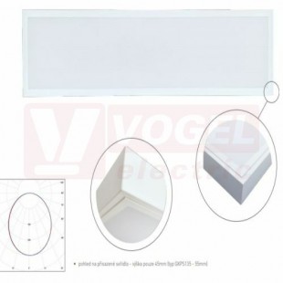 Svitidlo LED panel  36W (ILLY II 36W NW), přisazený obdélník, rámeček bílý, 3600lm, 4000K neutrální bílá, živ. 50 000h, úhel vyzař.110°, IP20, rozměr švh 1195s295x55mm, náhrada za 4x18W T8 (GXPS135)