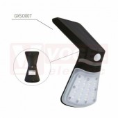 Svítidlo LED solární   2W (FOX SOLAR PIR 16LED B NW)+PIR čidlo čas. 10s, 0-30lx, otočné 120°, úhel záb. 120°, dosah 6m, nástěn., černé, 48/220lm, 4000K neutr. bílá, živ. 20 000h, IP65, ú.vyzař. 90°, Li-Ion BATTERY 1200mAh 3,7V, r. 200x80x89,5mm (GXSO007)