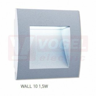 Svítidlo LED orientační  1,5W (WALL 10 1,5W GRAY NW), venkovní pod omítku, šedé, 30lm, 4000K neutrální bílá, živ. 20 000h, tělo slitina hliníku, IP65, IK08, rozměr 90x90x46mm (součástí bal. je krabice pod omítku) (GXLL013)