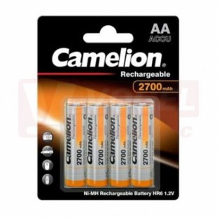 Baterie  1,20 V R6  tužková NiMH 2700mAh Camelion, dobíjecí, blistr/4ks