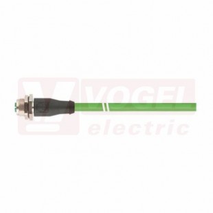 IE-6A-M12XF-S-3-P-4-26-7-OE Flex patch kabel, průmyslový Ethernet, Cat.6A, konektor M12/8-pin/přímý/zásuvka/kód-X + volný konec kabelu, IP20, barva zelená (RAL6018), PUR, délka 3m (2172356)