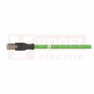 IE-6A-RJ45-0,5-P-4-26-7-OE Flex patch kabel, průmyslový Ethernet, Cat.6a, konektor RJ45 + volný konec kabelu, IP20, barva zelená (RAL6018), PUR, délka 0,5m (2172371)