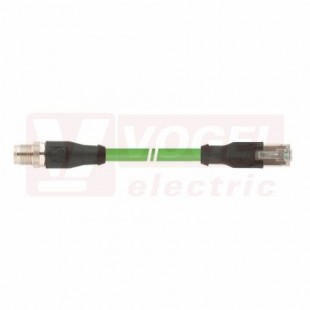 IE-6A-M12X-S-7-P-4-26-7-RJ45 Flex patch kabel, průmyslový Ethernet, Cat.6A, konektor M12/8-pin/přímý/vidlice/kód-X + RJ45, IP20, PUR, barva zelená (RAL6018), délka 7m (2172385)