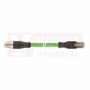 IE-6A-M12X-S-10-P-4-26-7-RJ45 Flex patch kabel, průmyslový Ethernet, Cat.6A, konektor M12/8-pin/přímý/vidlice/kód-X + RJ45, IP20, PUR, barva zelená (RAL6018), délka 10m (2172386)