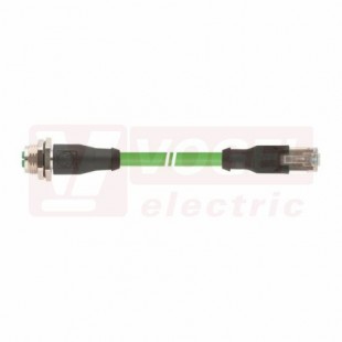 IE-6A-M12XF-S-5-P-4-26-7-RJ45 Flex patch kabel, průmyslový Ethernet, Cat.6A, konektor M12/8-pin/přímý/zásuvka/kód-X + RJ45, IP20, PUR, barva zelená (RAL6018), délka 5m (2172393)