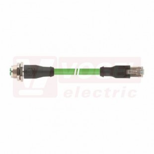 IE-6A-M12XF-S-20-P-4-26-7-RJ45 Flex patch kabel, průmyslový Ethernet, Cat.6A, konektor M12/8-pin/přímý/zásuvka/kód-X + RJ45, IP20, PUR, barva zelená (RAL6018), délka 20m (2172397)