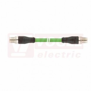 IE-6A-M12X-S-5-P-4-26-7-M12X-S Flex patch kabel, průmyslový Ethernet, Cat.6A, konektor 2x M12/8-pin/přímý/vidlice/kód-X, IP20, PUR, barva zelená (RAL6018), délka 5m (2172330)