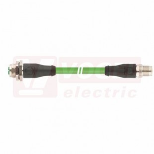 IE-6A-M12X-S-3-P-4-26-7-M12XF-S Flex patch kabel, průmyslový Ethernet, Cat.6A, konektor M12/8-pin/přímý/zásuvka/kód-X + konektor M12/8-pin/přímý/vidlice/kód-X, IP20, PUR, barva zelená (RAL6018), délka 3m (2172338)
