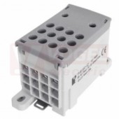 PVB 160-12 blok pro rozdělení fází, 1pólový, pro AL/CU vodiče, jm.proud 160A, jm.napětí 1000V, barva šedá, montáž na DIN lištu / PANEL, krytí IP20, vstup 1x16-95mm2, výstup 12x1,5-16mm2, rozměry švh 40x48x85mm (1003955)