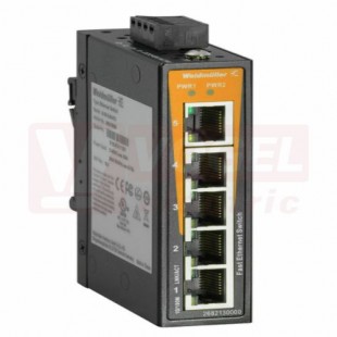 IE-SW-EL05-5TX AKCE ethernetový Switch EcoLine, neřízený, 5xRJ45, 10/100MBit, 24VAC/DC, -40..+75°C, IP30, švh 26x95x70mm  (2682130000)